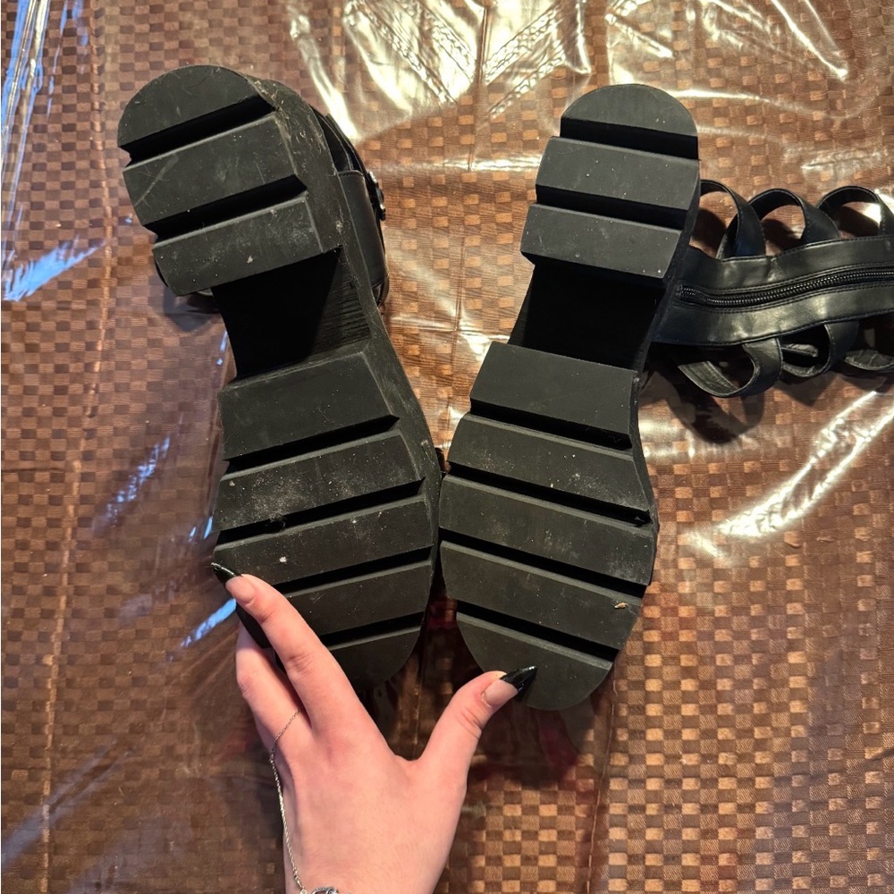 Killstar Black Sandals with Silver Skull Accents - Picture 2 of 2